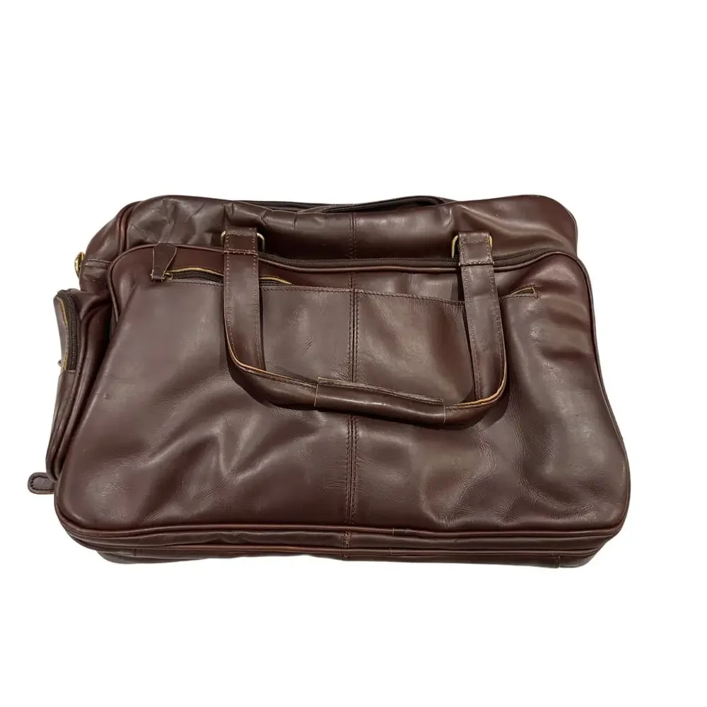 18” Genuine Leather Laptop Briefcase Business Travel Bag